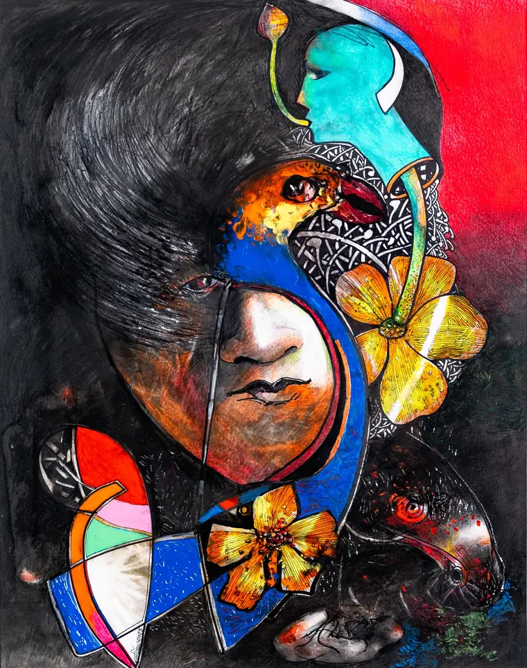 Self & My Painting Composition-1 by Uttam Kumer Talukder